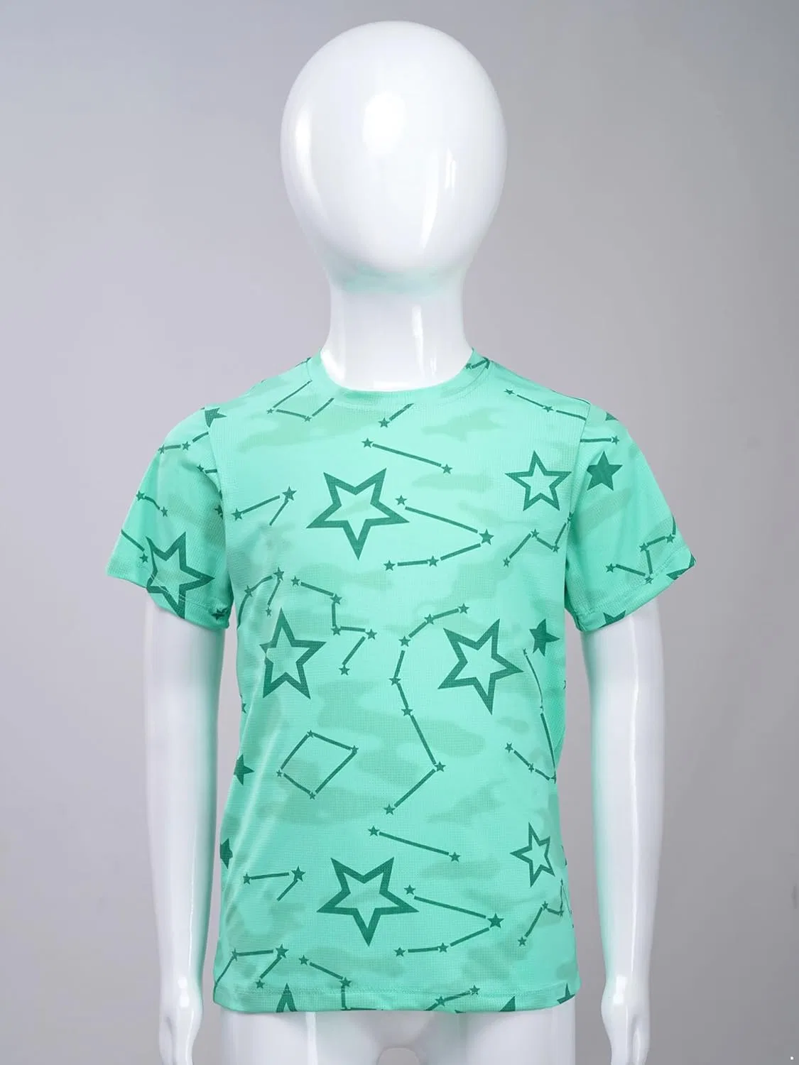 Детская футболка с принтом звезд winying, Light Green — фото 2