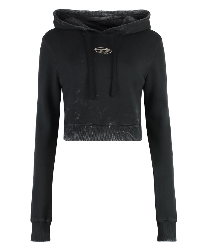 

Выцветшая толстовка с вырезами и металлическим логотипом. Diesel, черный