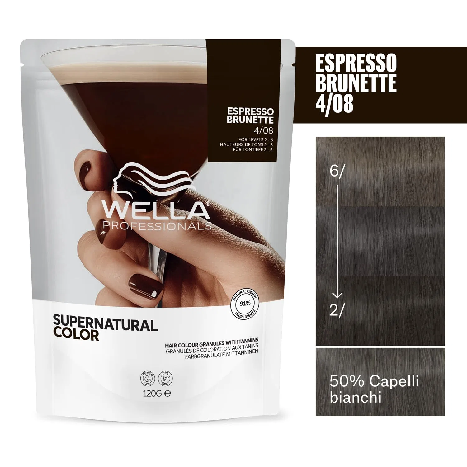 Профессиональная краска для волос Wella Supernatural Color 4/08 Espresso Brunette 120 г Wella — фото 2