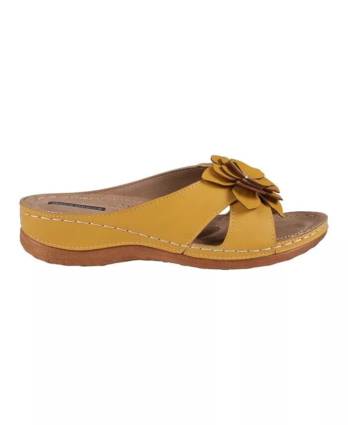 Женские комфортные сандалии Joy Flower Rosette GC Shoes, желтый — фото 2