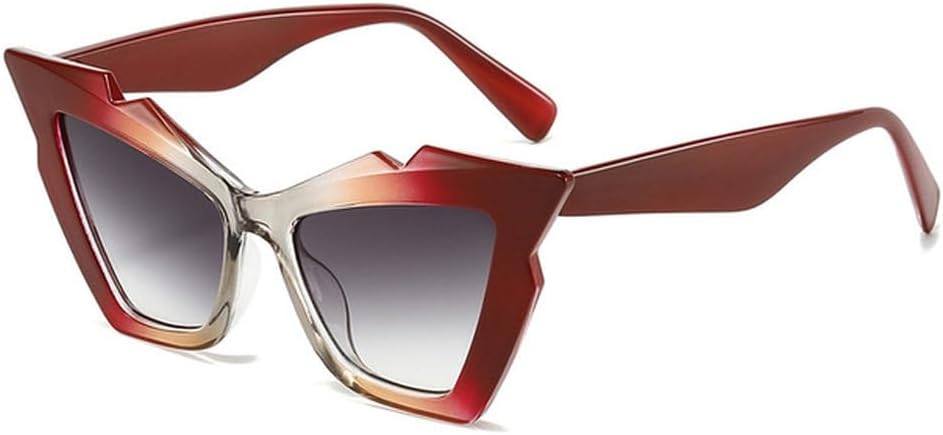 

Уличная фотография с градиентным эффектом «кошачий глаз» для женских солнцезащитных очков. Модные солнцезащитные очки для отдыха с индивидуальным дизайном MTZJH, Red Blue