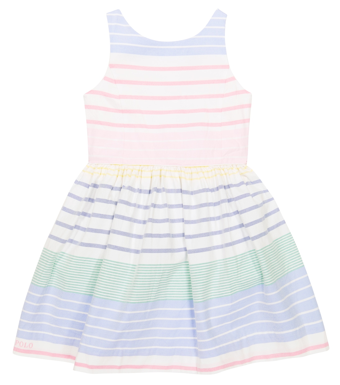 

Полосатое хлопковое платье Polo Ralph Lauren Kids, White Multi