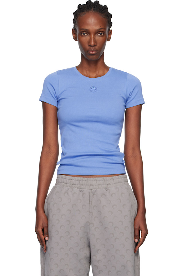 

Marine Serre Детская футболка из ребристого трикотажа с логотипом «Голубая луна»