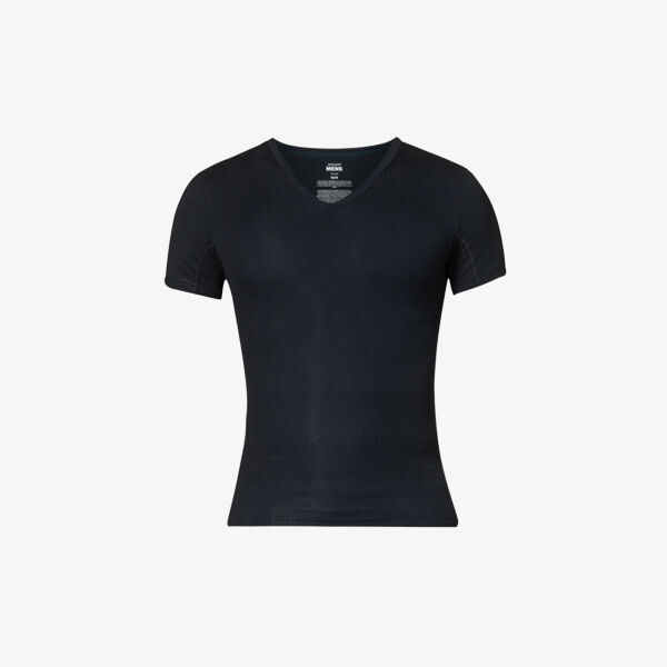 

Футболка из эластичного хлопка Sculpt с V-образным вырезом Spanx, черный