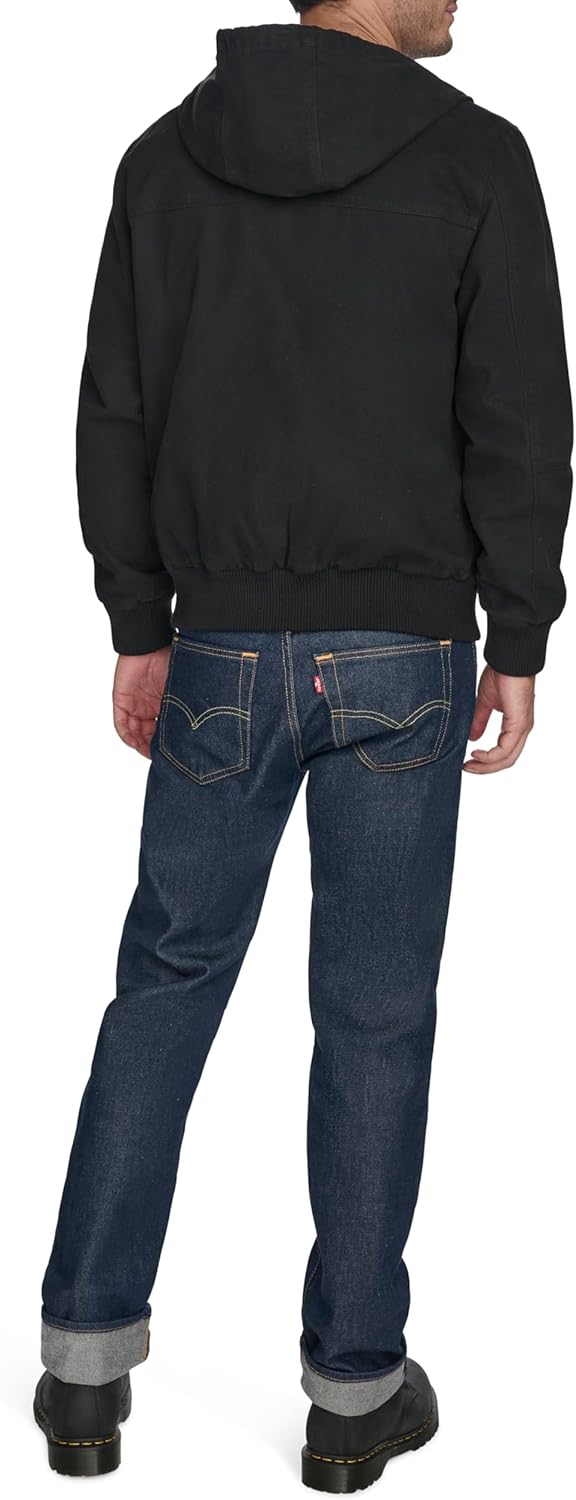 Мужская рабочая куртка-бомбер Levi's из хлопчатобумажной ткани с капюшоном (стандартные размеры, большие и высокие), Black Lightweight — фото 4