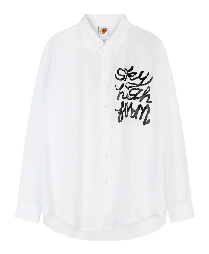 

Белая хлопковая рубашка с планкой на пуговицах Sky High Farm, белый