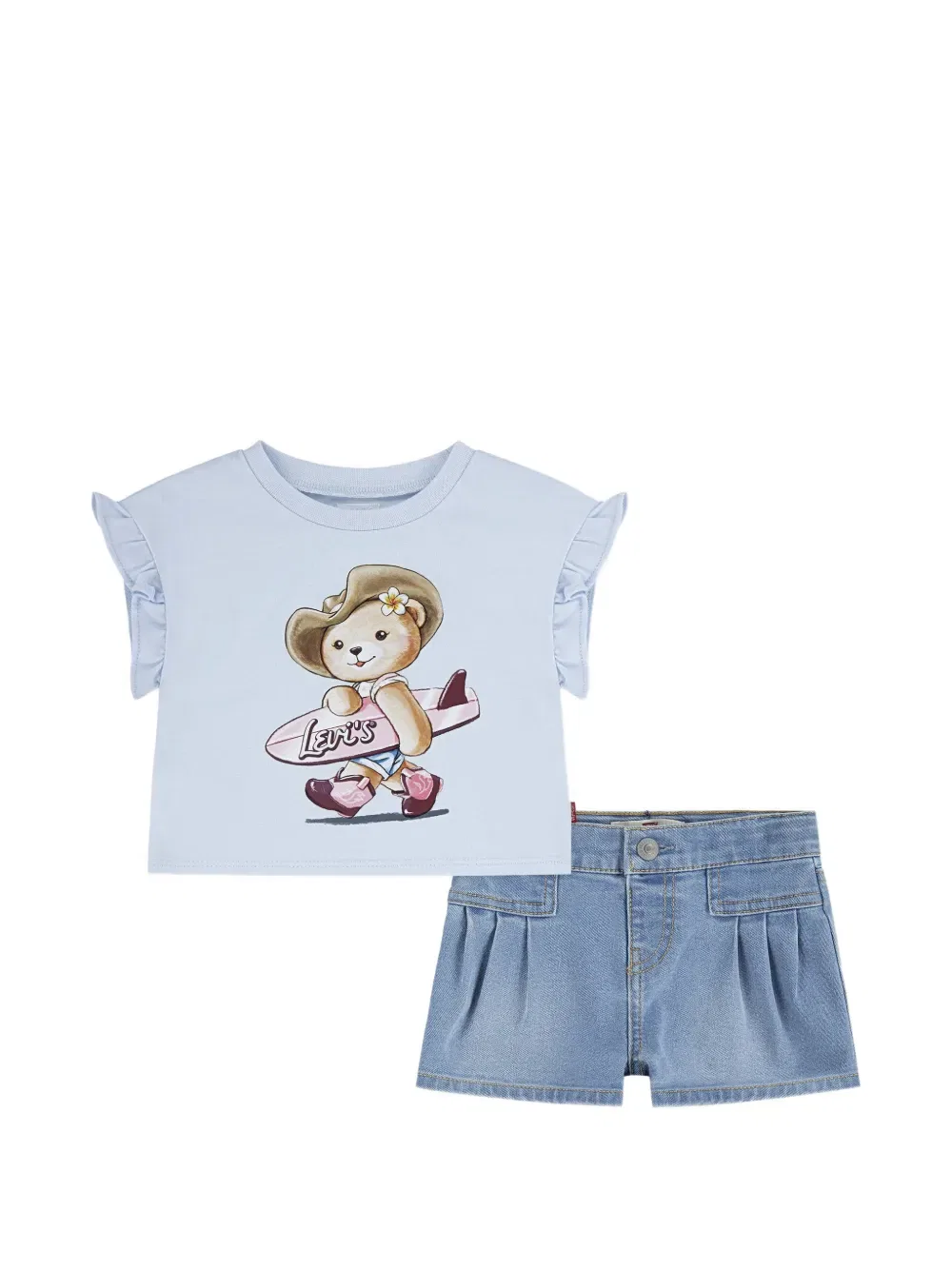 Комплект из двух плиссированных шорт с логотипом Levi'S Kids, синий