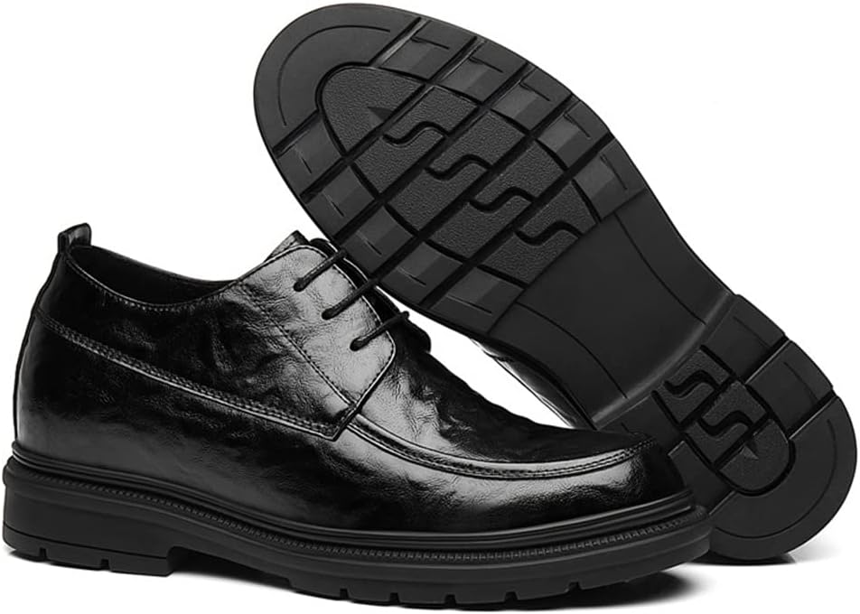 

Мужские туфли на лифте 3,15'' для бизнеса и повседневной носки, кожаные офисные туфли, шнуровка, обувь для повышения роста, прогулочная обувь Ygceeia, черный