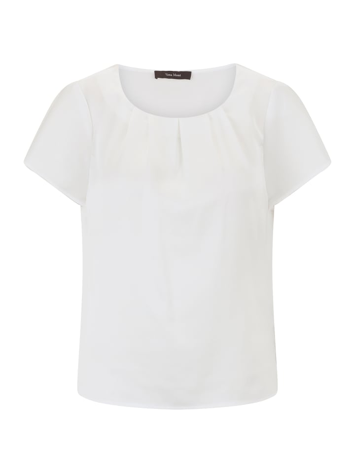 

Атласная блузка с короткими рукавами, бежевого цвета Vera Mont