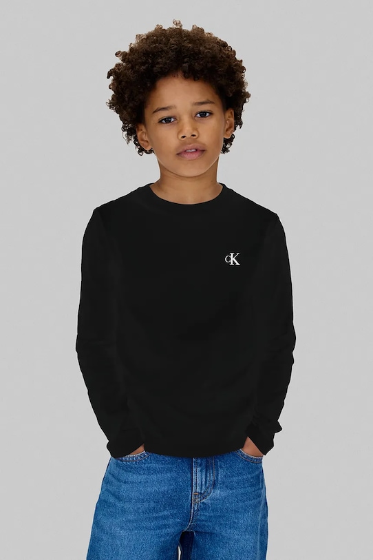 

Детская хлопковая кофта с длинным рукавом, упаковка 2 шт. Calvin Klein Jeans, черный