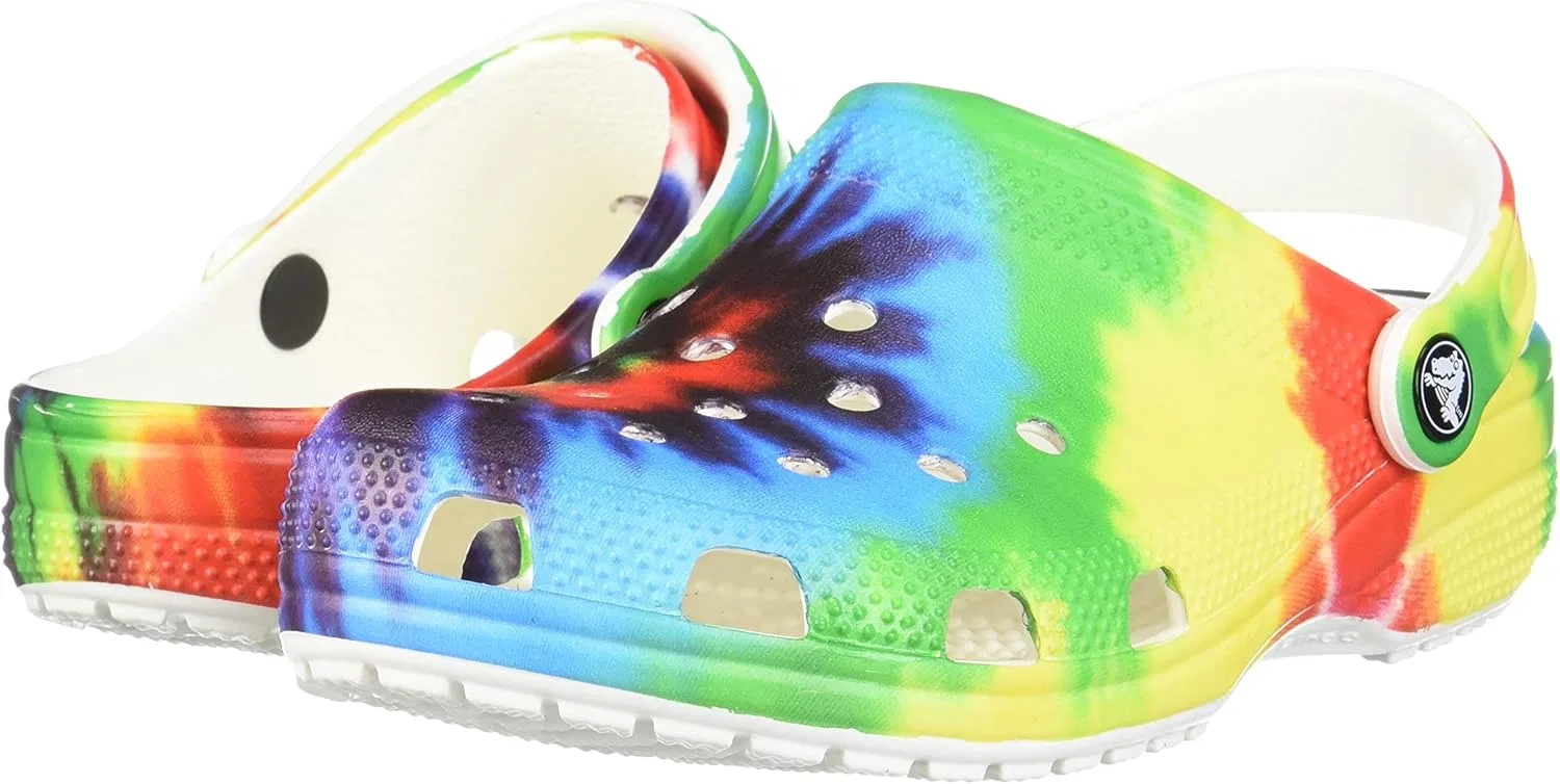 Кроксы Unisex Classic Tie Dye Graphic Clog Holzschuh Crocs, Multicoloured Sea Waves Ocean Tides — фото 3