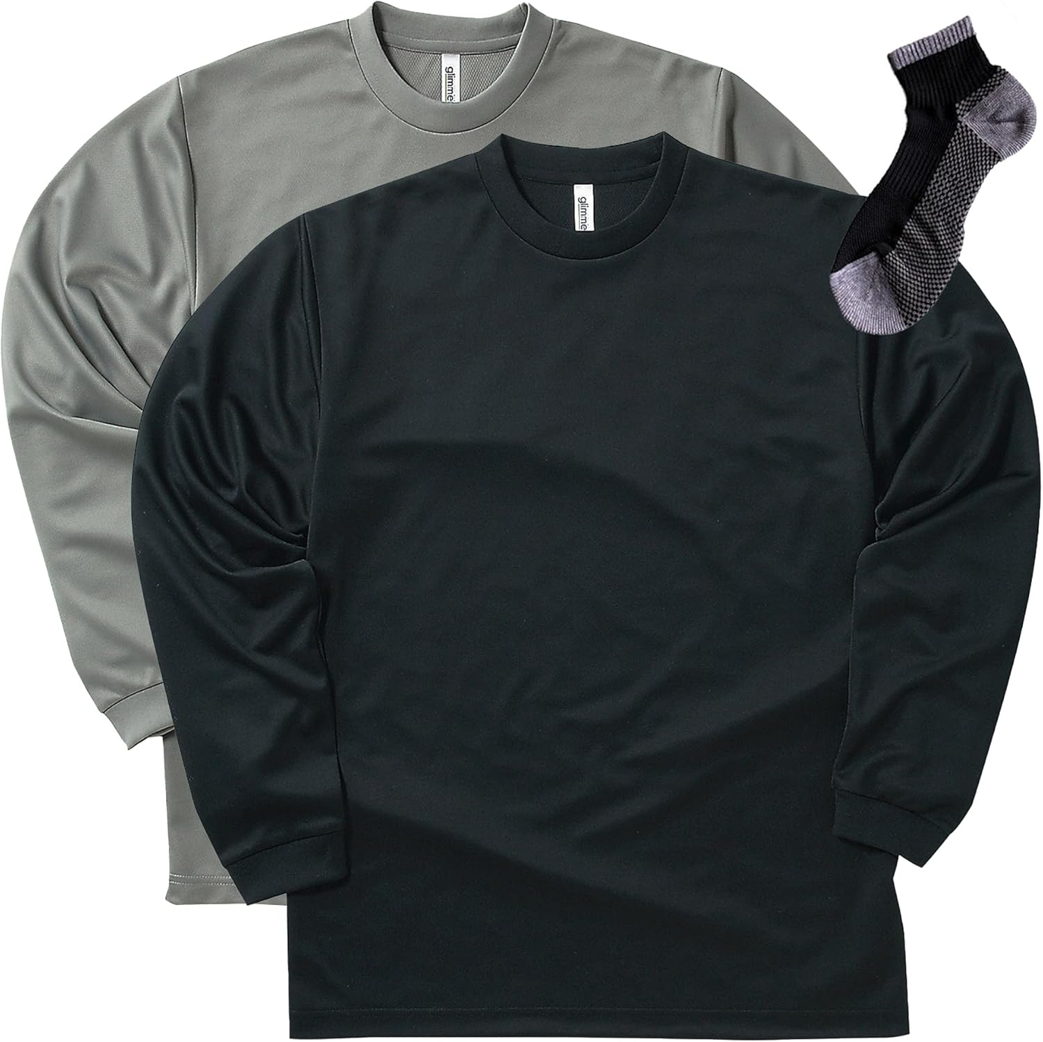 

Футболка с длинными рукавами и круглым вырезом Glimmer 00304-ALT, сухая, 113 г (4,4 унции), черный/серый