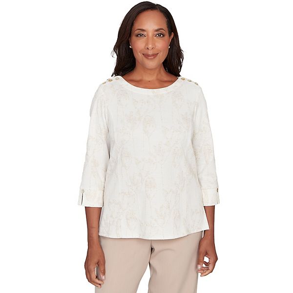 

Женский топ с рельефным цветочным узором Alfred Dunner