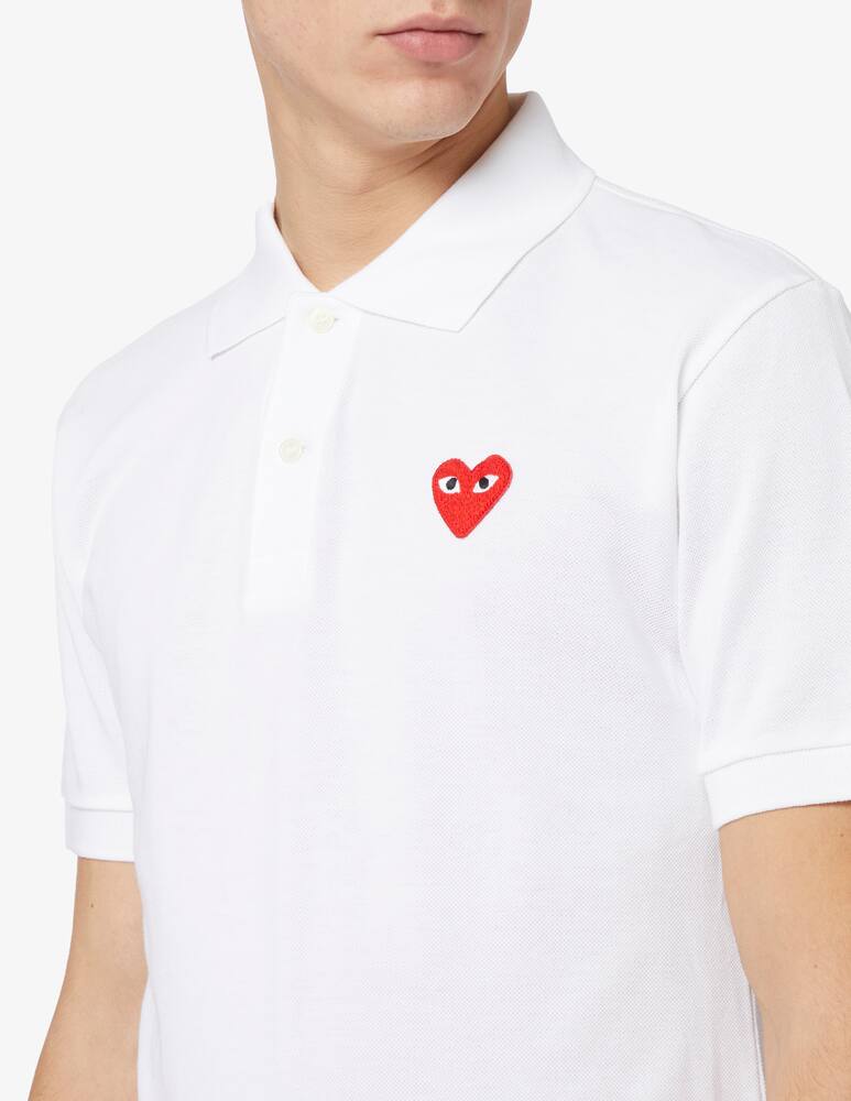 Рубашка поло с короткими рукавами и маленьким сердечком Comme des Garçons Play, белый — фото 4