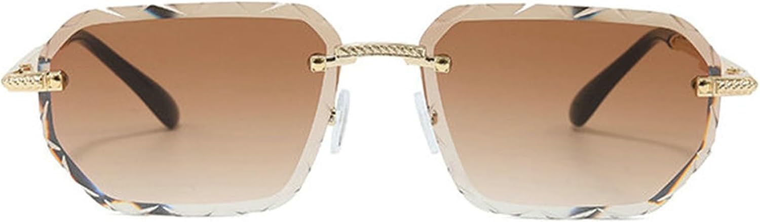 

Солнцезащитные очки Willochra без оправы с алмазной огранкой, винтажные квадратные солнцезащитные очки с градиентным переходом цвета, мужские и женские, металлические, модные, в стиле панк, трендовые очки, C3