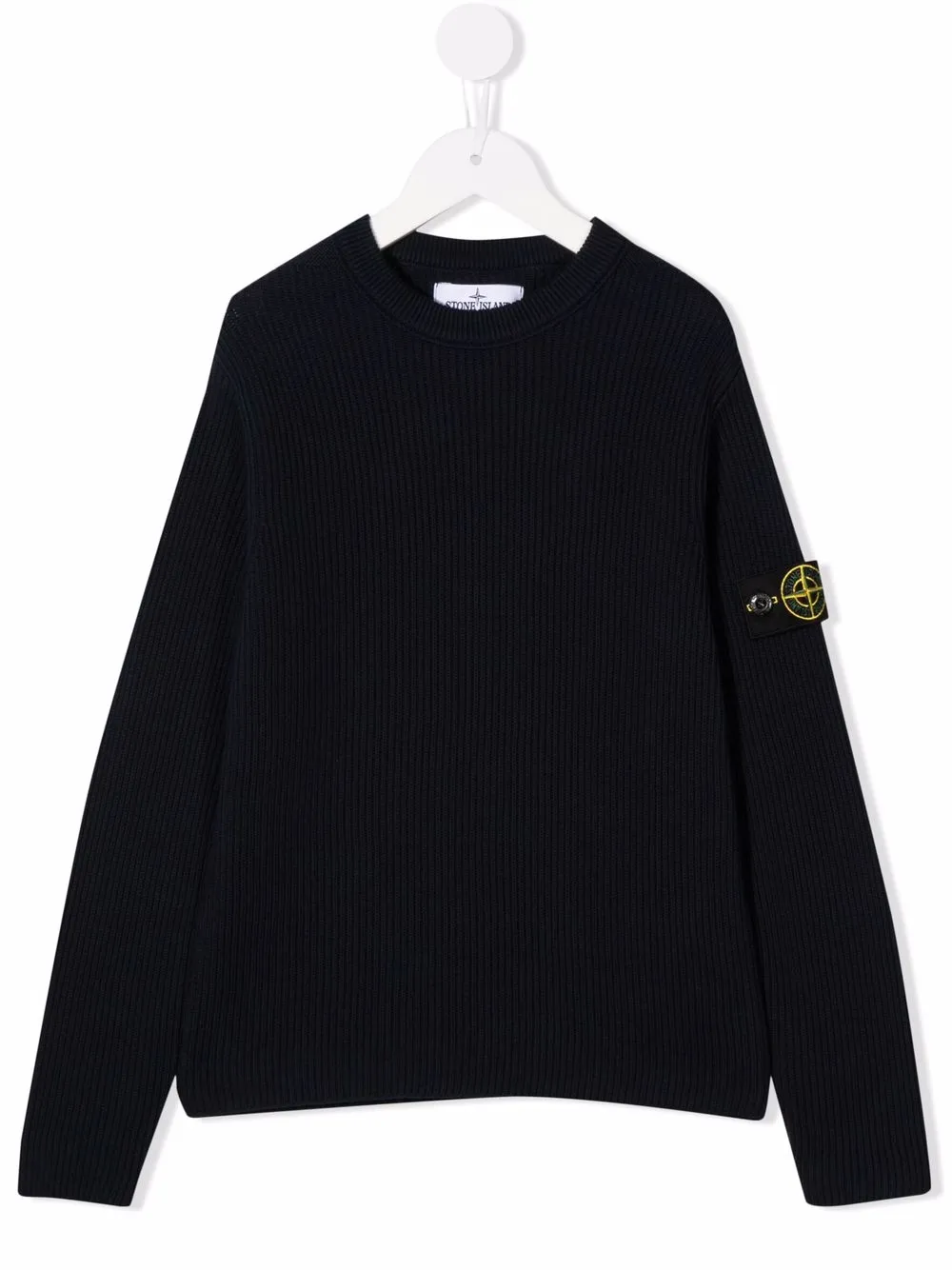 

Джемпер в рубчик с логотипом Compass Stone Island Junior, синий