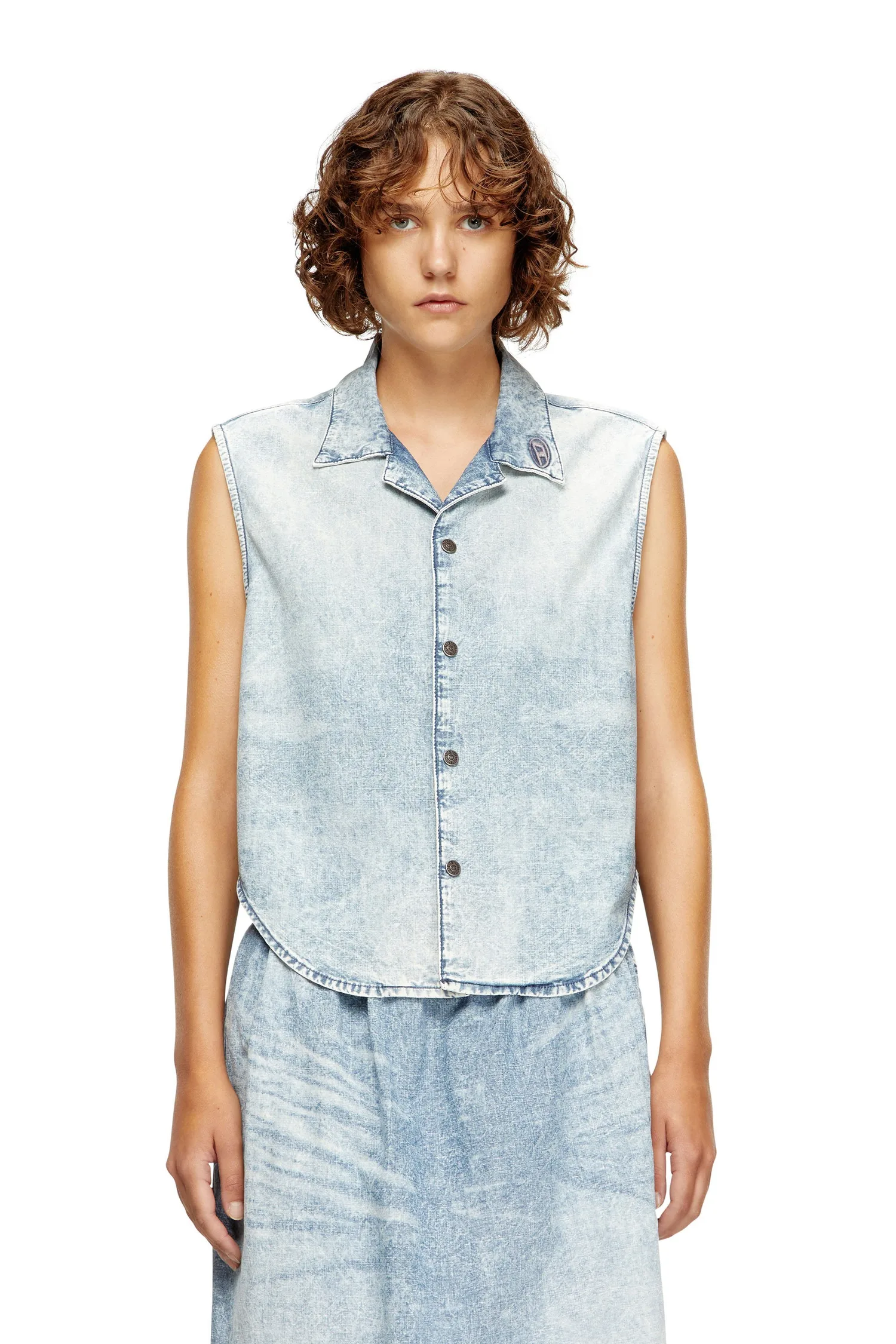 Женская джинсовая рубашка без рукавов DE-NABI-S Diesel, Light Indigo Blue