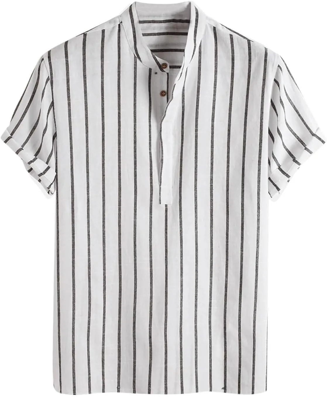 

Мужская хлопковая льняная футболка Henley с коротким рукавом