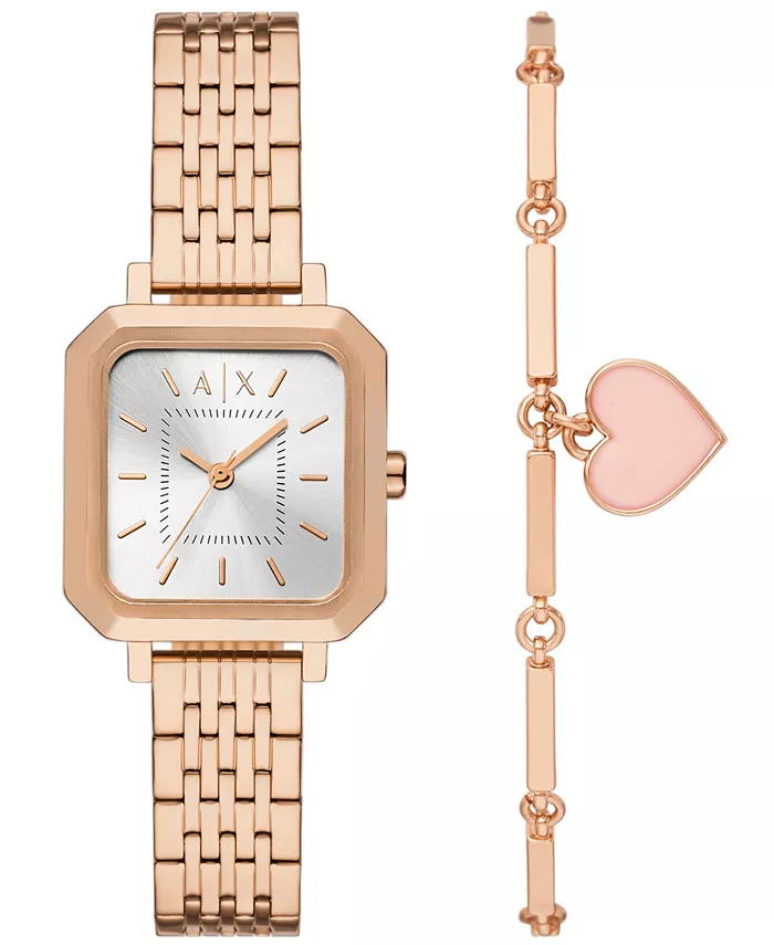 

Женские часы Quartz с тремя стрелками, корпус из нержавеющей стали с розовым золотым покрытием, 27 мм A|X Armani Exchange