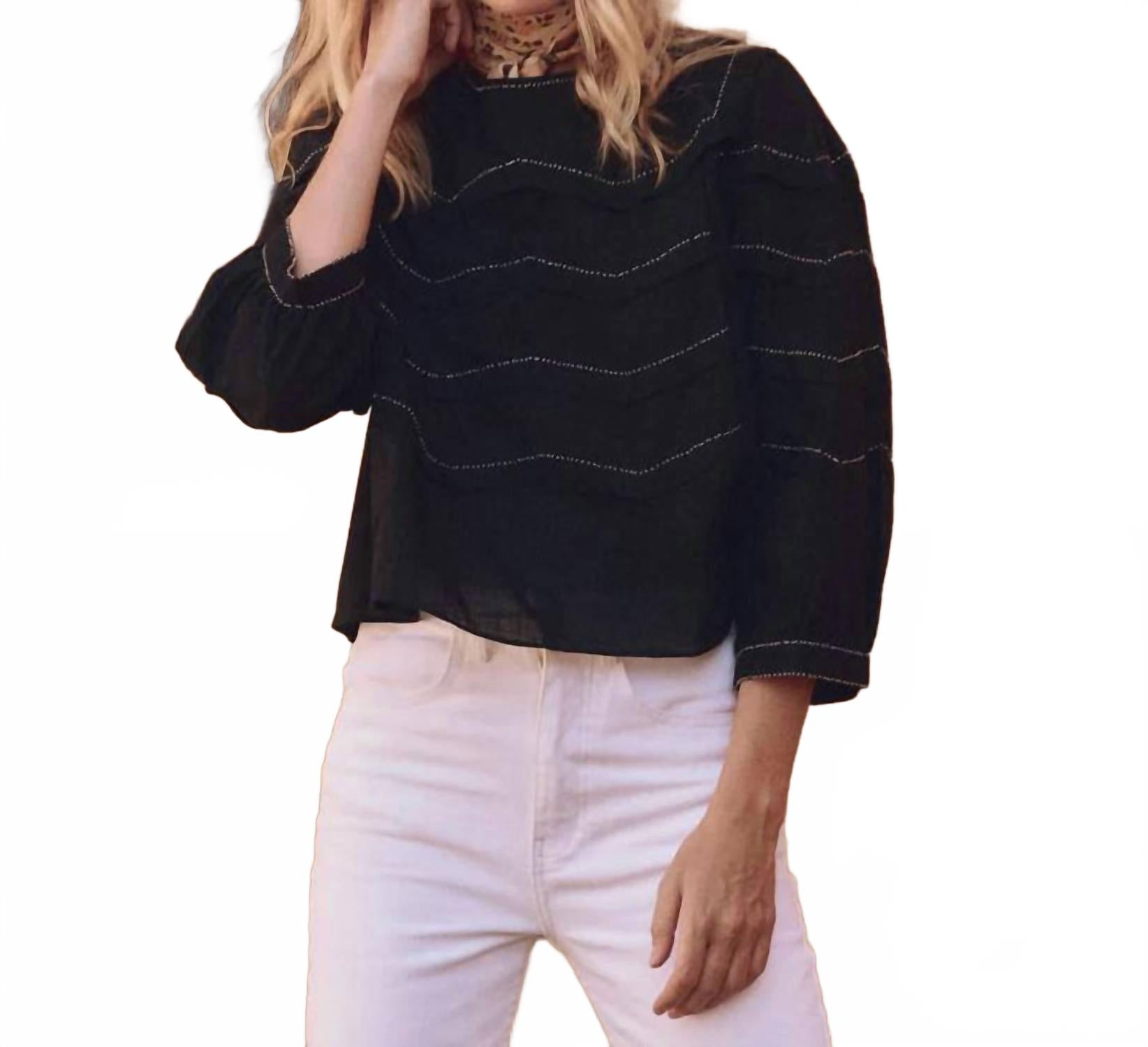 

Черный топ с бисерным узором шеврон THE GREAT