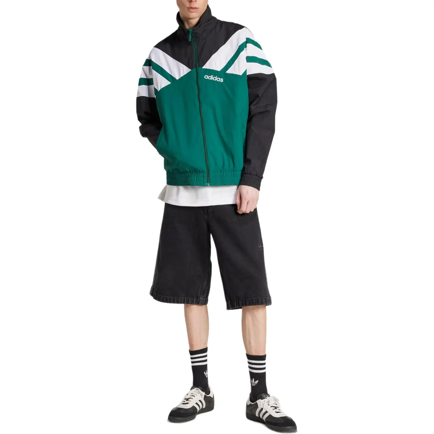 Adidas Originals Адидас Двухцветная Тренировочная Курка, Green — фото 3