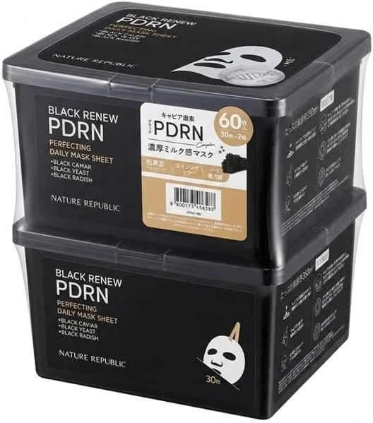 Маска для лица листовая Black PDRN Daily Sheet Masks 60 шт (30 шт x 2 шт)