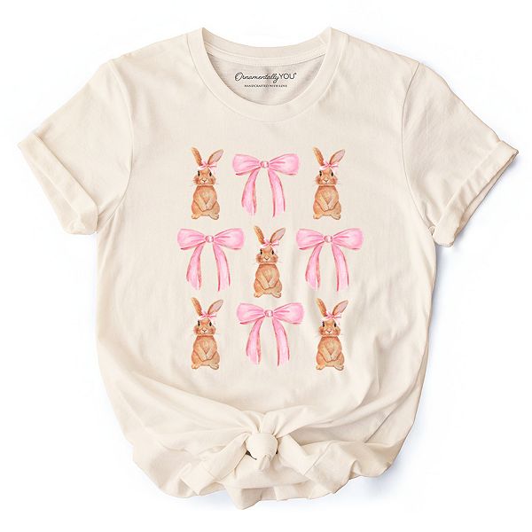 

Футболка с розовым бантом и кроликом в стиле кокет Ornamentallyyou, Natural, Розовый, Футболка с розовым бантом и кроликом в стиле кокет Ornamentallyyou, Natural