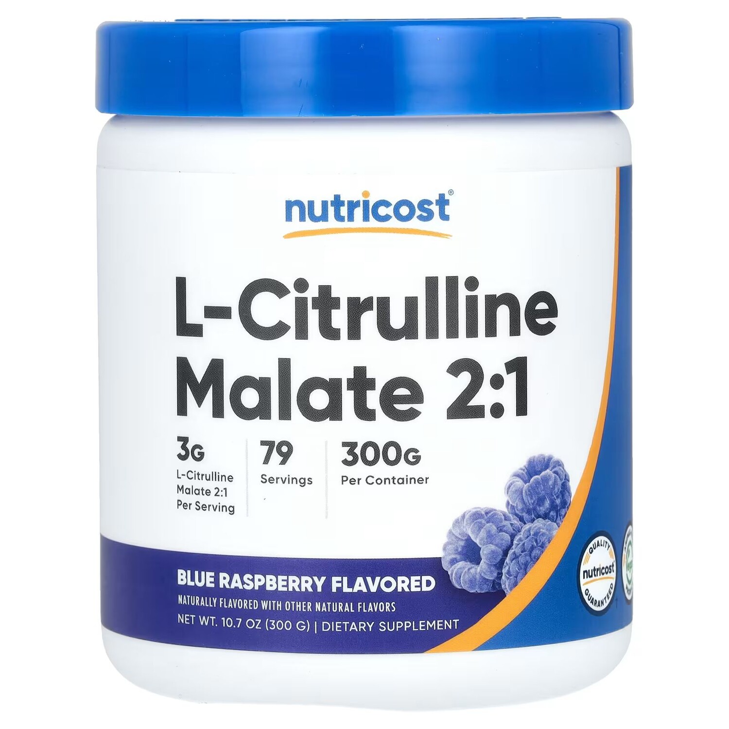 

L-цитруллин малат 2:1, голубая малина, 10,7 унции (300 г) Nutricost