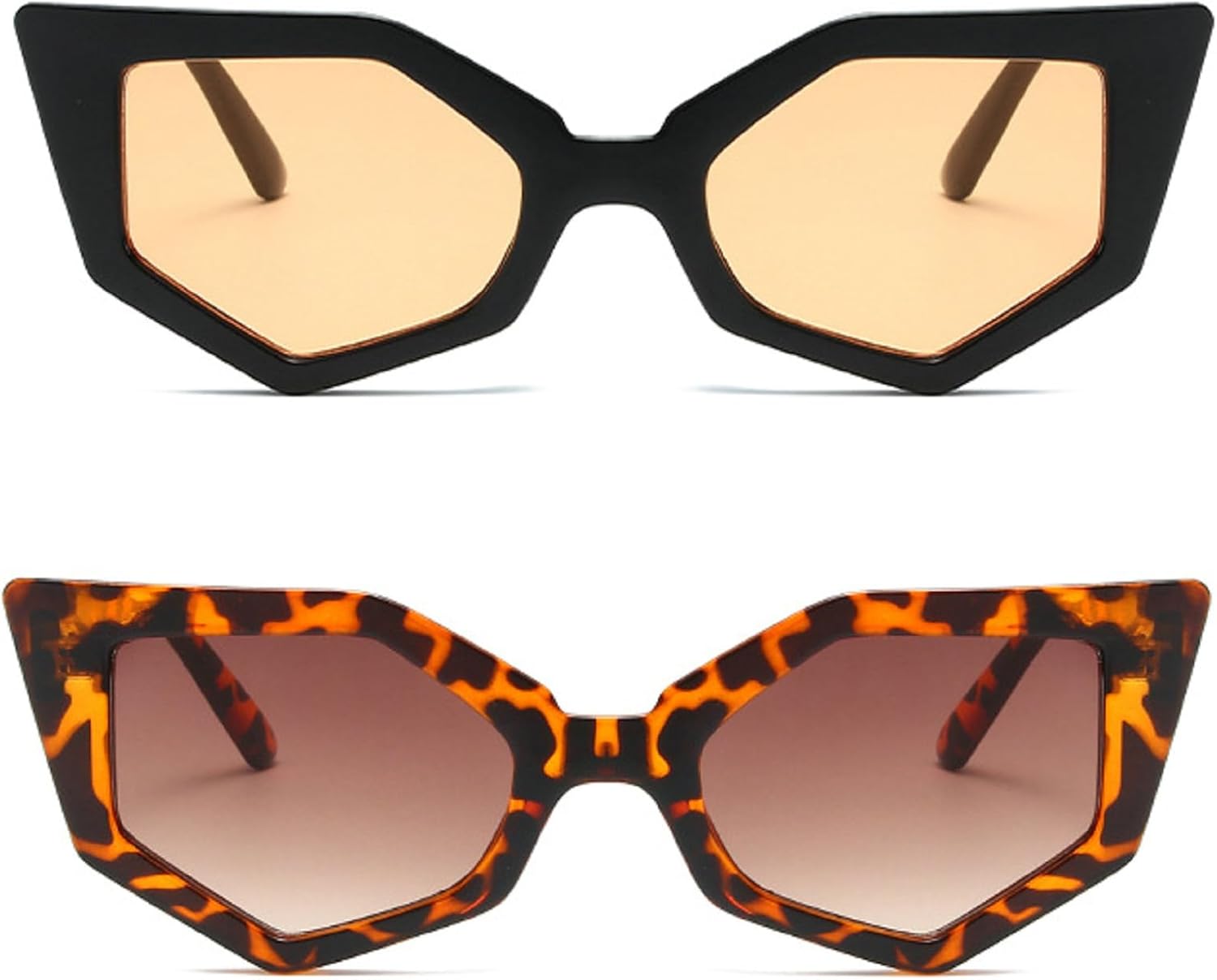 

Солнцезащитные очки «кошачий глаз» для женщин, очки с асимметричным многоугольником, модные дизайнерские солнцезащитные очки для путешествий, солнцезащитные очки для мужчин mincl, 2pcs-champagne&leopard