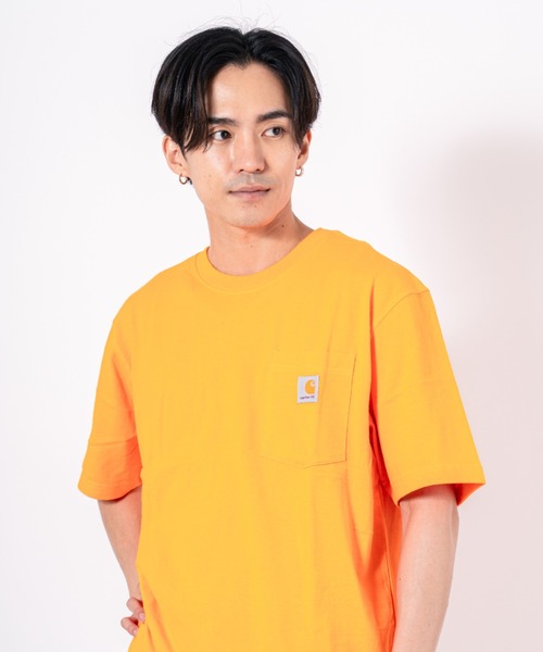 

Футболка с коротким рукавом, круглым вырезом и нагрудным карманом, унисекс Carhartt, оранжевый