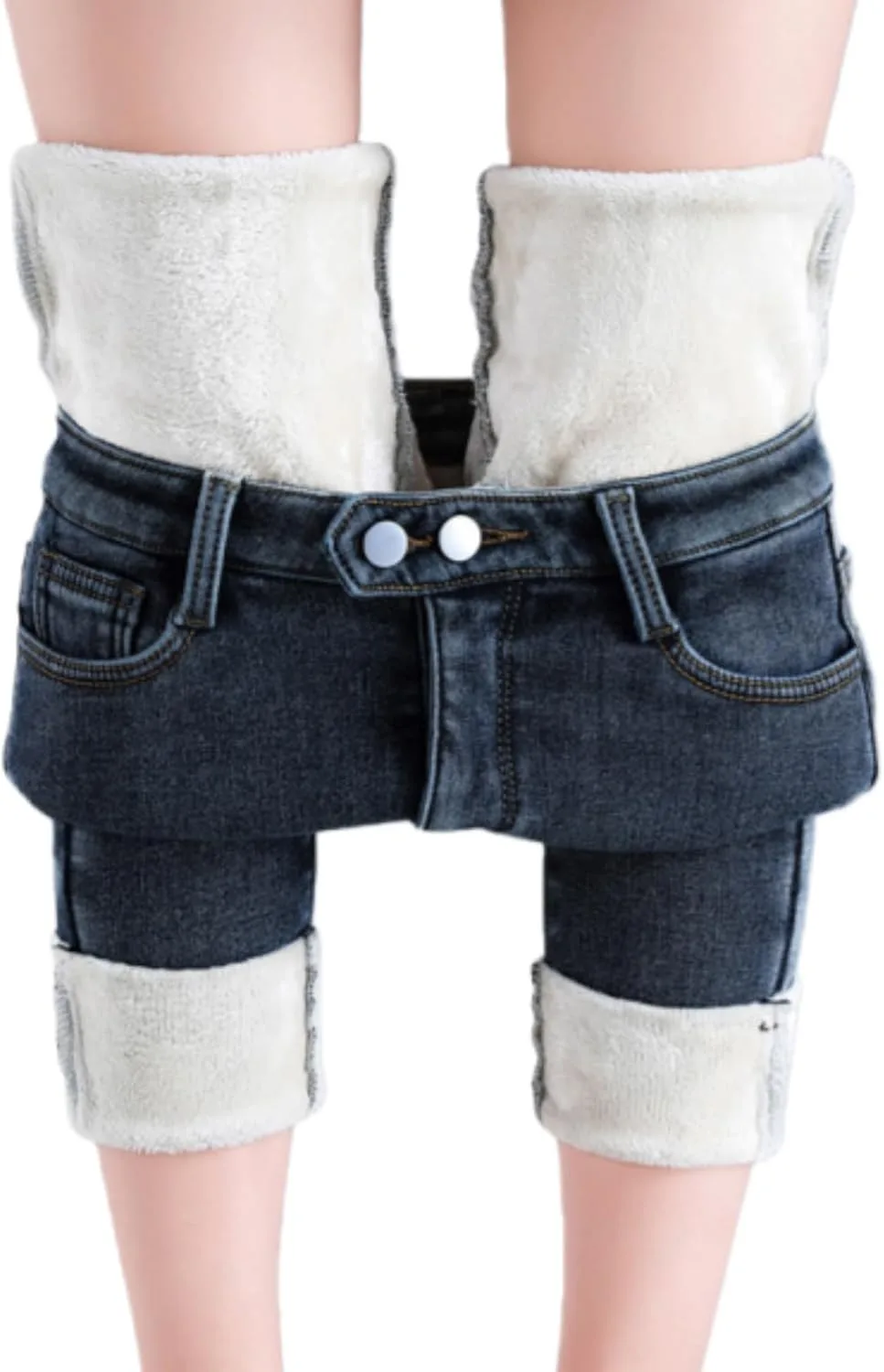 

Женские джинсы с флисовой подкладкой, утепленные, с карманами