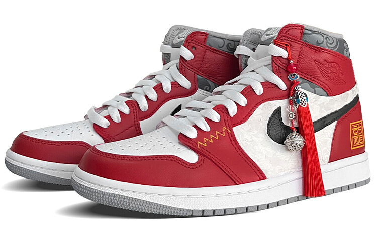 Кроссовки Air Jordan 1 Vintage Basketball Shoes Unisex High-Top White/Red — фото 4