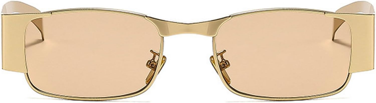 

Винтажные маленькие квадратные солнцезащитные очки для женщин в металлической оправе, цвет шампанского, защита от УФ-излучения UV400, модные мужские солнцезащитные очки в стиле панк mincl, Champagne