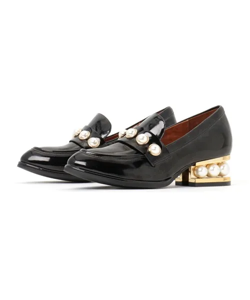 Женские лоферы с жемчужным каблуком Jeffrey Campbell чёрные — фото 3