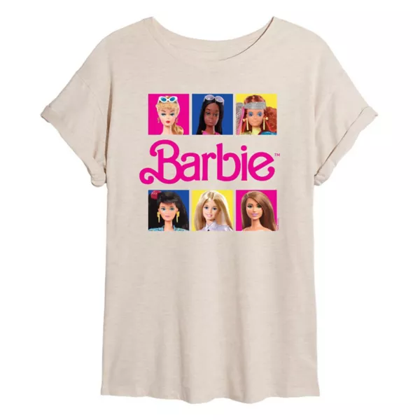 

Футболка оверсайз с портретами кукол для подростков Barbie, бежевый