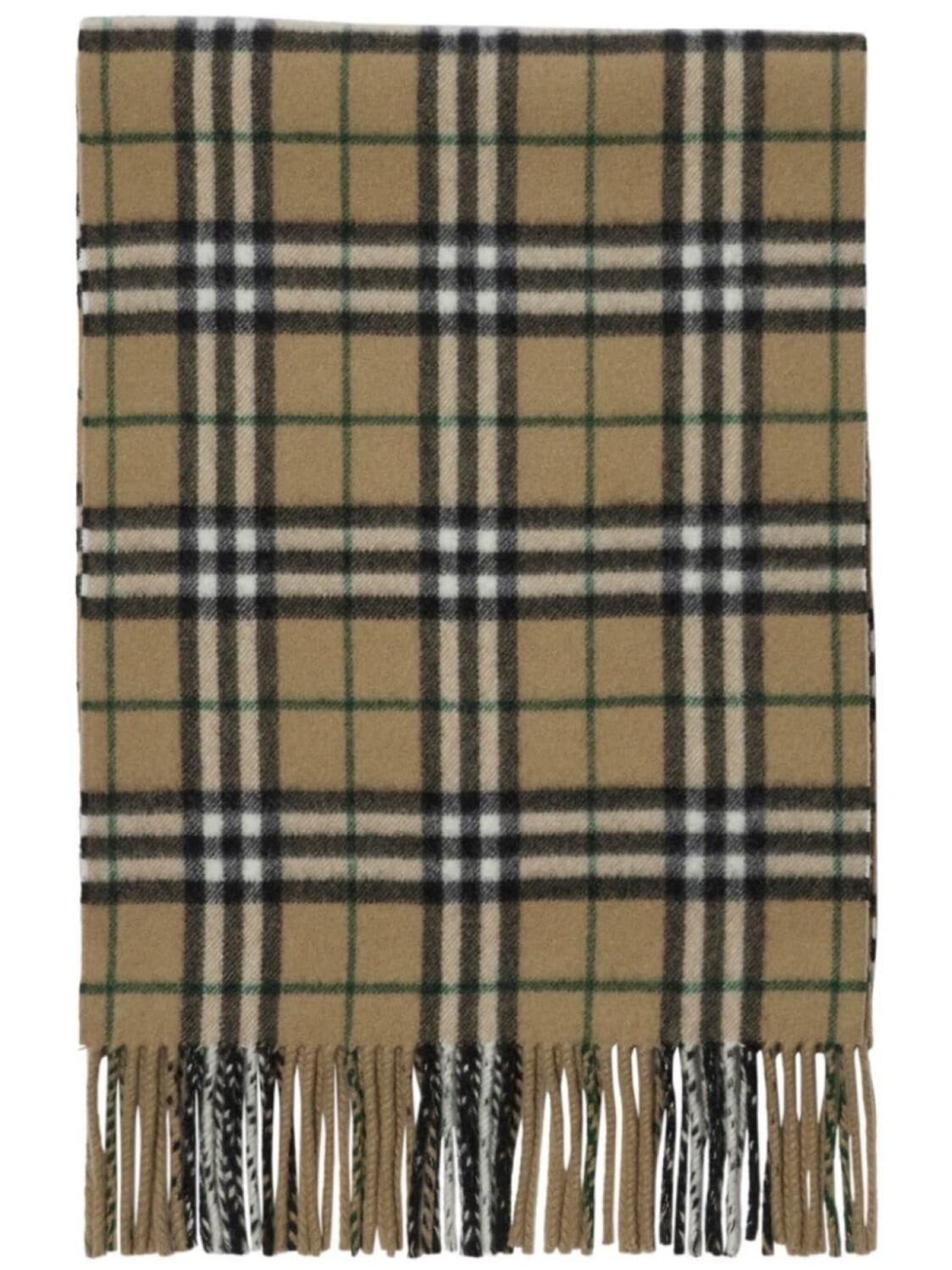 

Burberry кашемировый шарф в клетку с бахромой, нейтральный цвет