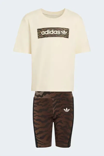 Комплект детский из трикотажа Adidas Originals, бежевый — фото 2