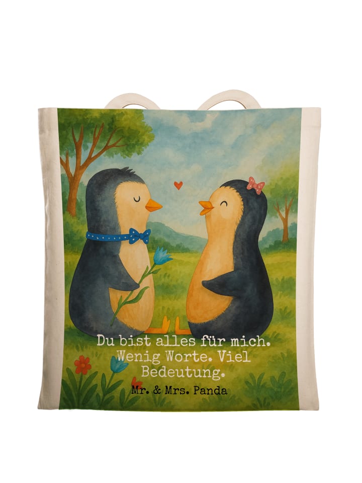 

Mr. & Mrs. Panda Сумка-шоппер с изображением пары пингвинов и надписью белого цвета