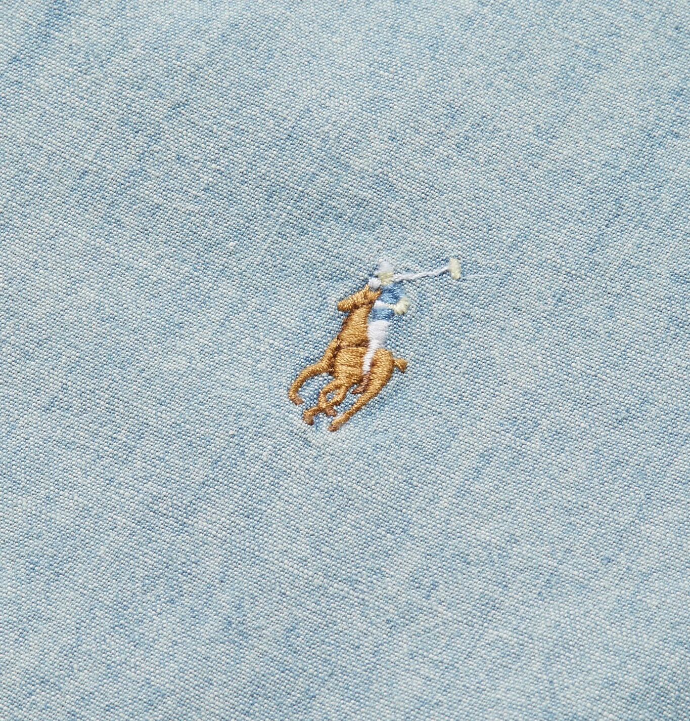Рубашка облегающего кроя из стираного хлопка-шамбре POLO RALPH LAUREN, синий — фото 2