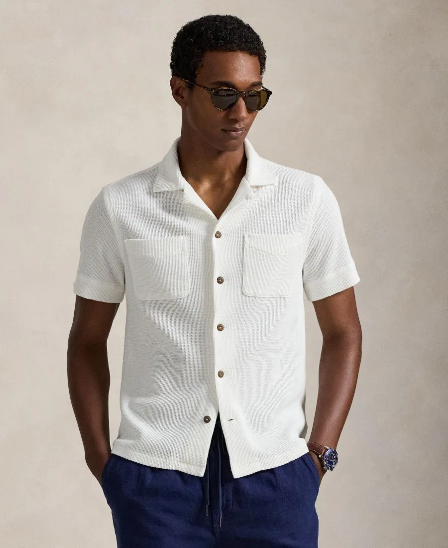 Мужская рубашка с коротким рукавом из вафельной вязки Polo Ralph Lauren