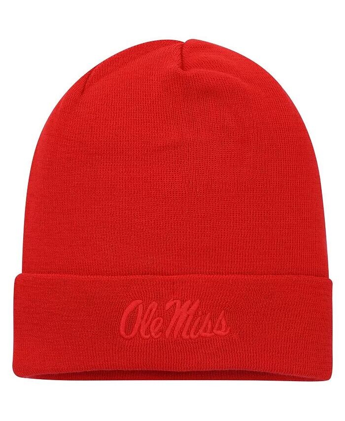

Мужская красная вязаная шапка в тон Ole Miss Rebels с манжетами Nike, красный