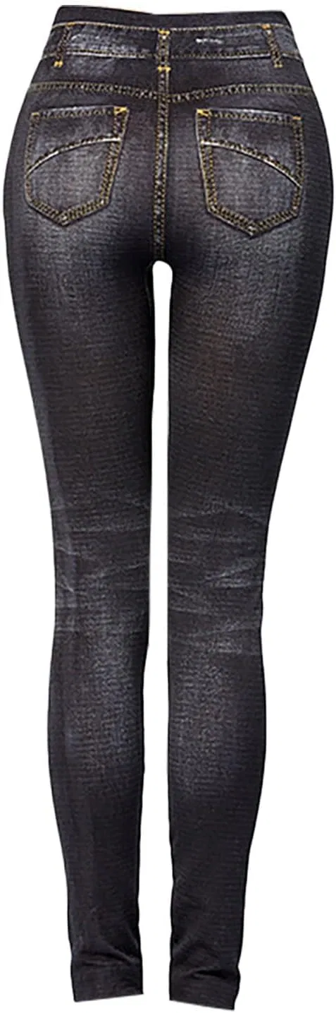 Джинсы скинни с принтом бабочки, Stretch Jeans, черные — фото 3