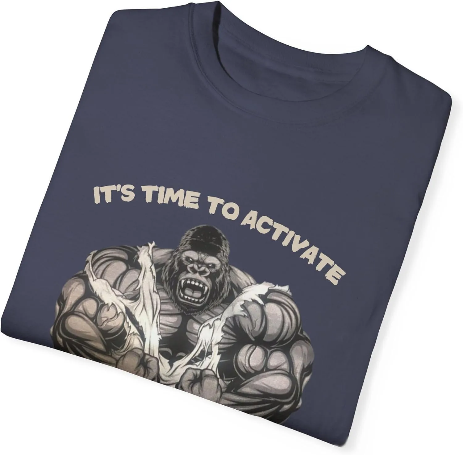 Футболка Beast Mode Activated, мотивационная майка для фитнеса, одежда для тренировок, футболка для набора мышечной массы, унисекс майка Garment-Dyed GENERIC, Denim — фото 3