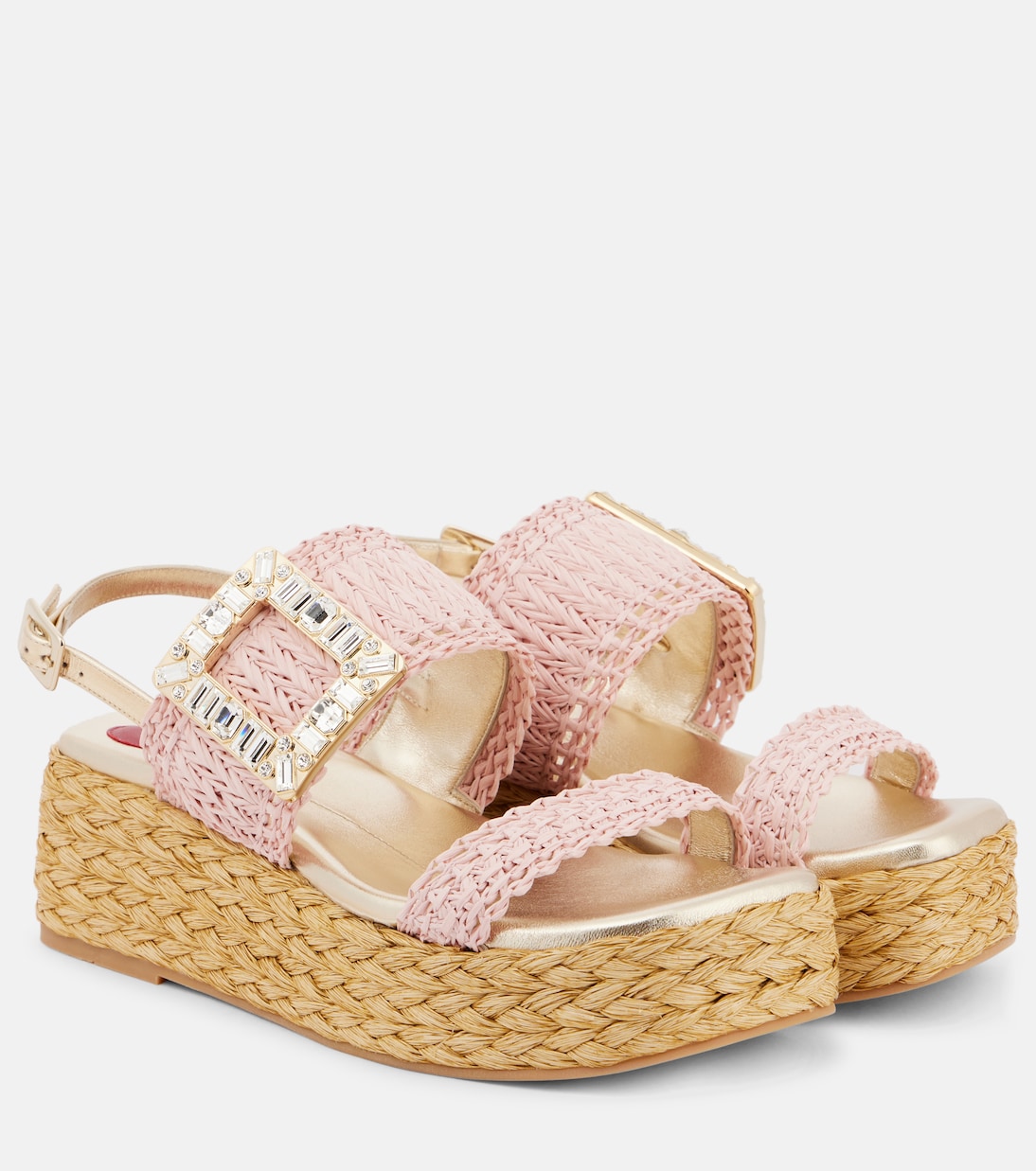 Эспадрильи Espa 60 на платформе из рафии Roger Vivier, Aurora Chiaro + Oro Chiaro