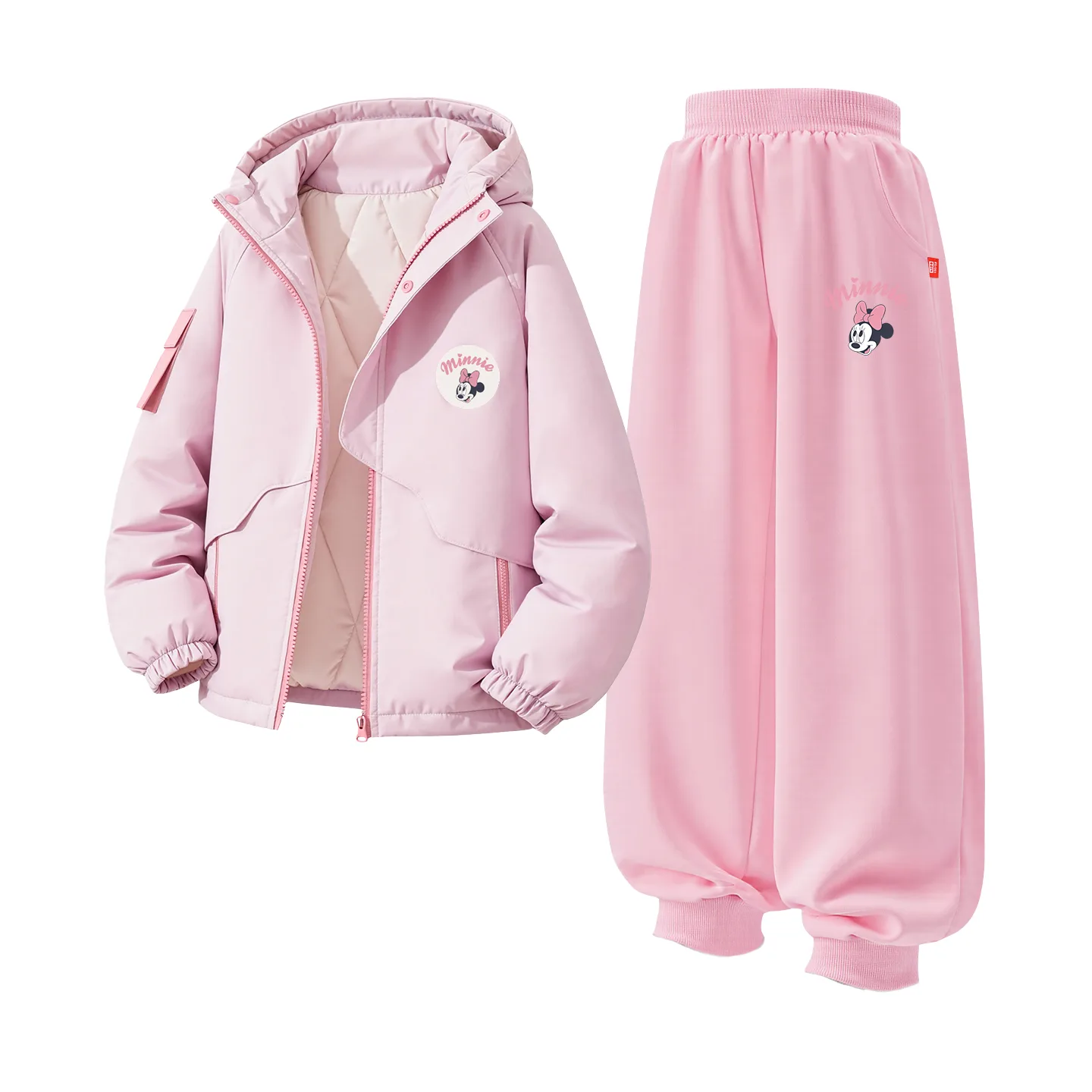 Детская толстовка с капюшоном для спорта и отдыха Disney, [Thickened and Fleece-Lined]Dini Crew Neck Hook-and-Loop K Rose Pink+Di Lift Eye K Pink