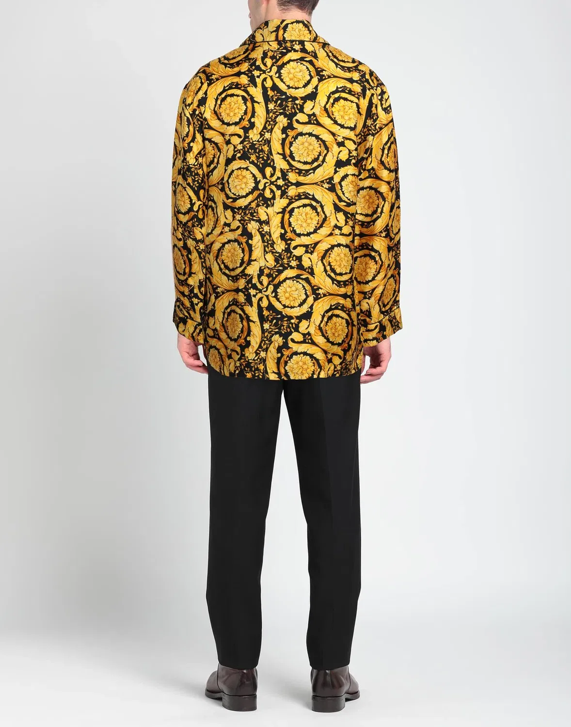 Рубашка из атласа с цветочным принтом VERSACE черный — фото 3