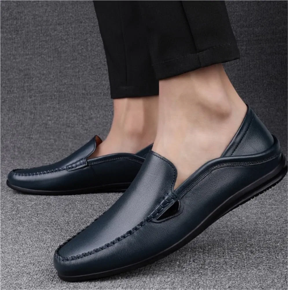 Мокасины кожаные мужские Loafers Simple Casual Shoes, синий DHFIRUFSHLO — фото 3