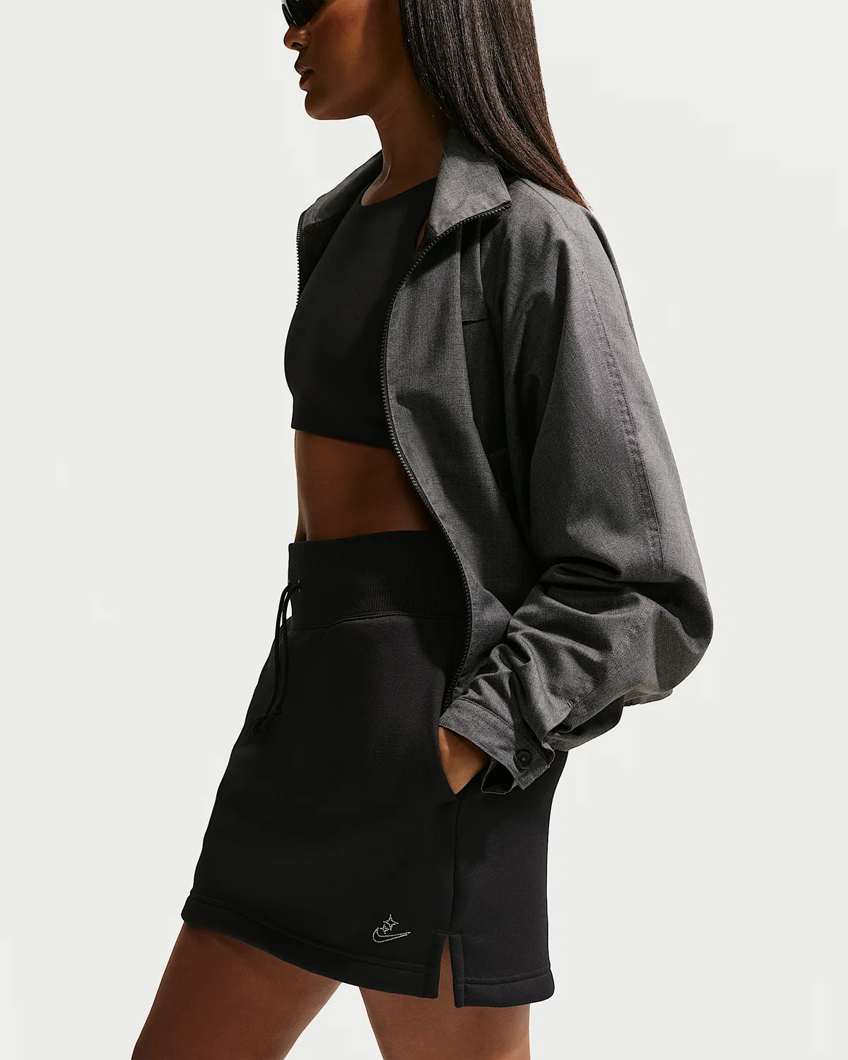 Женская мини-юбка Nike Sportswear Phoenix Fleece с высокой посадкой, Black — фото 4