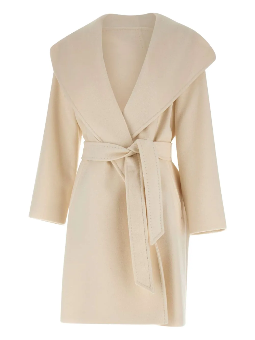 

Шерстяное пальто с капюшоном и поясом MAX MARA, нейтральный