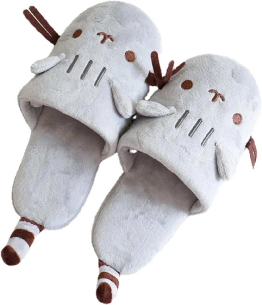 UKKO Hausschuhe Weibliche Pelzkatze Indoor Hausschuhe Warme Faux Pelz Nette Cartoon Winter Home Boden Schuhe Frau Liebhaber Weiche Plüsch Haus Тапочки Sh468, Gray